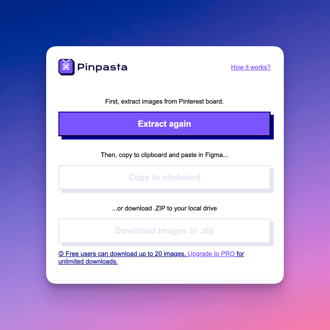 Open Pinpasta extension and download Pinterest images in bulk with one click