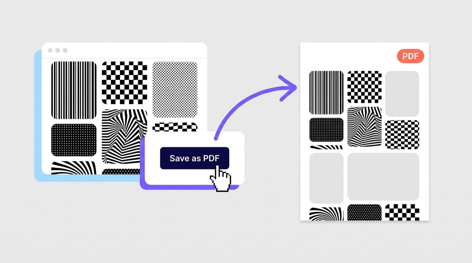 Printing a Pinterest board to PDF from the browser gives cropped pins and empty placeholders